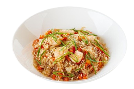 Жаренный рис с креветками