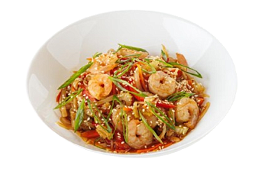 Рисовая лапша с креветками