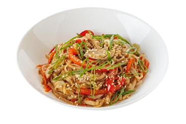 Рисовая лапша в перечном соусе с курицей